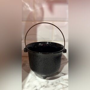 Vtg Black Glass Witch Witches Cauldron Candy Dish Bowl